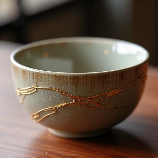 金で修復された美しい茶碗
